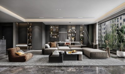 现代轻奢客餐厅3D模型下载